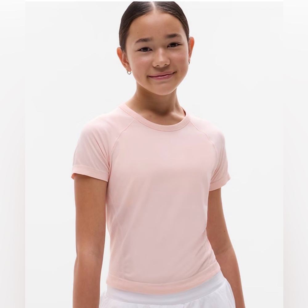Pale pink Athleta Girl short sleeve top
